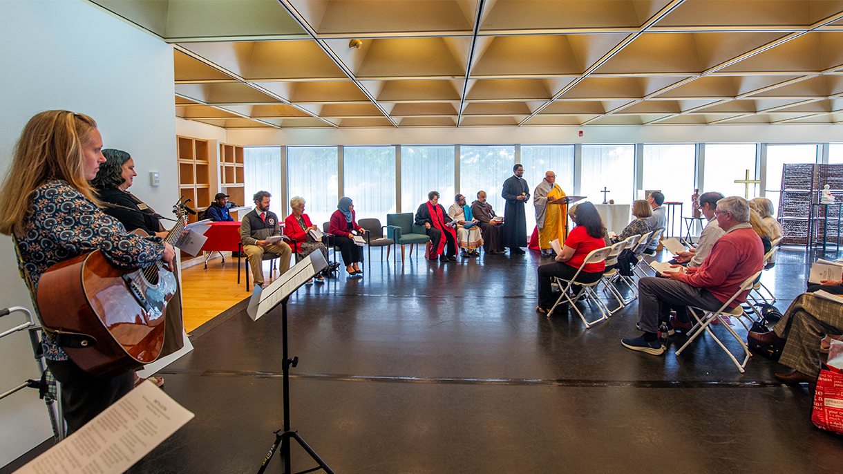 Interfaith service with clergy and attendees