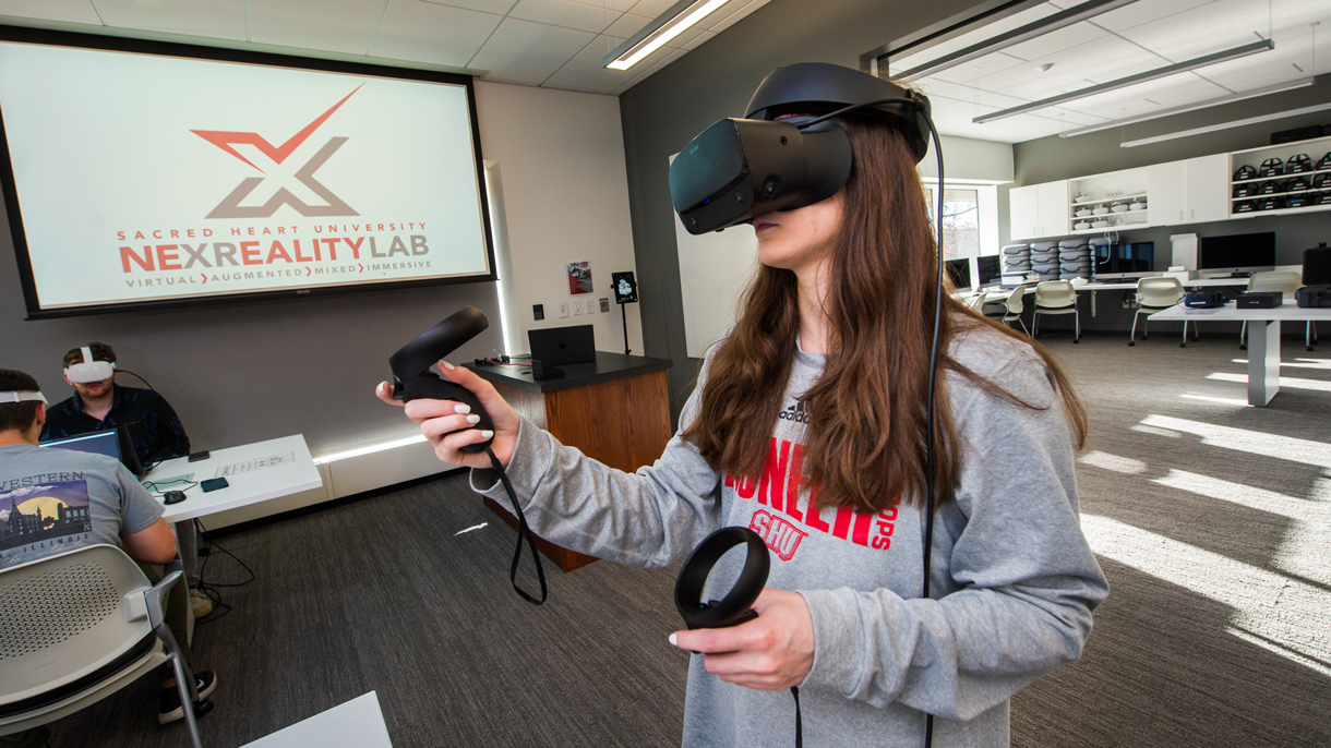 Girl using VR