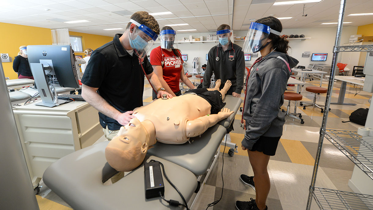 Students develop their skills through hands-on learning at the Athletic Training Lab