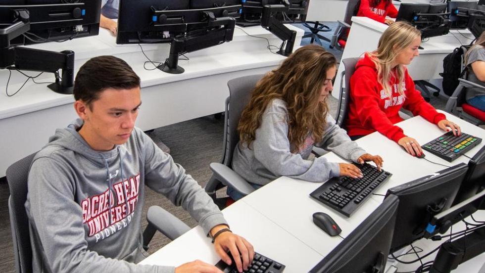 Students in class on computers