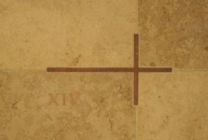 image of a cross found in the walls of the chapel
