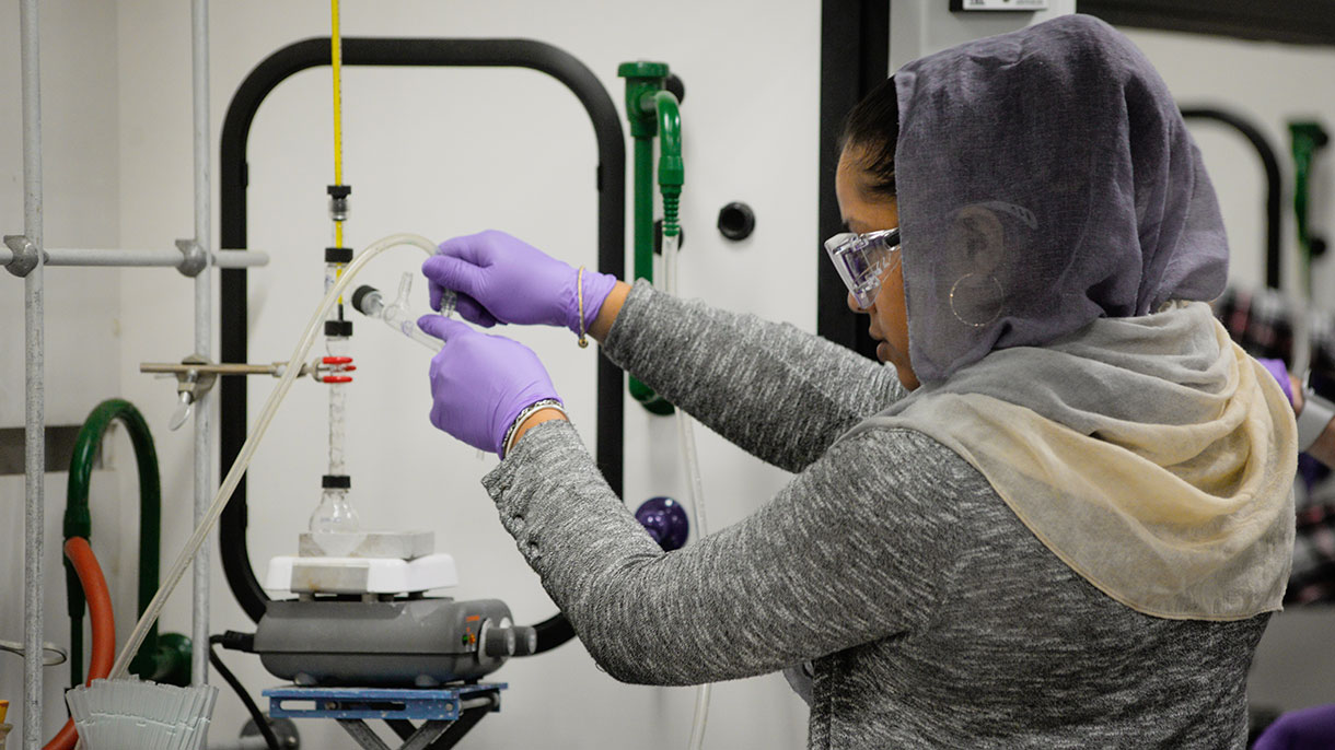 student in a chemistry lab
