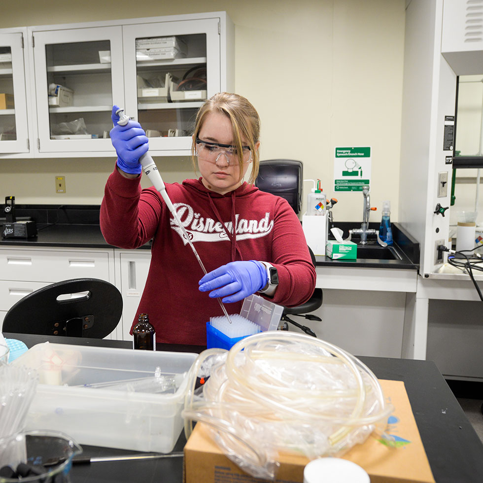 chemistry student in the lab