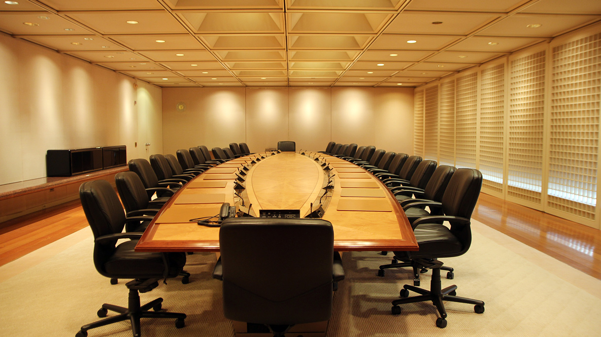 Conference room table and chairs