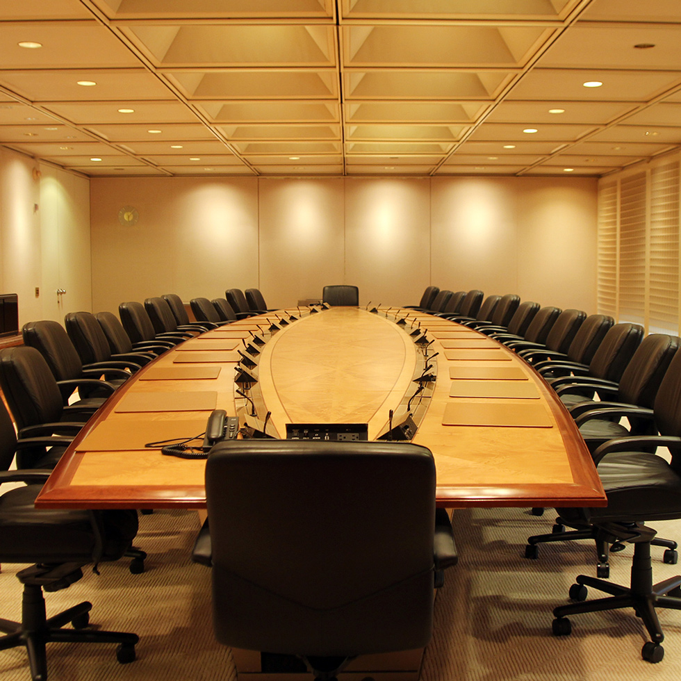Conference room table and chairs