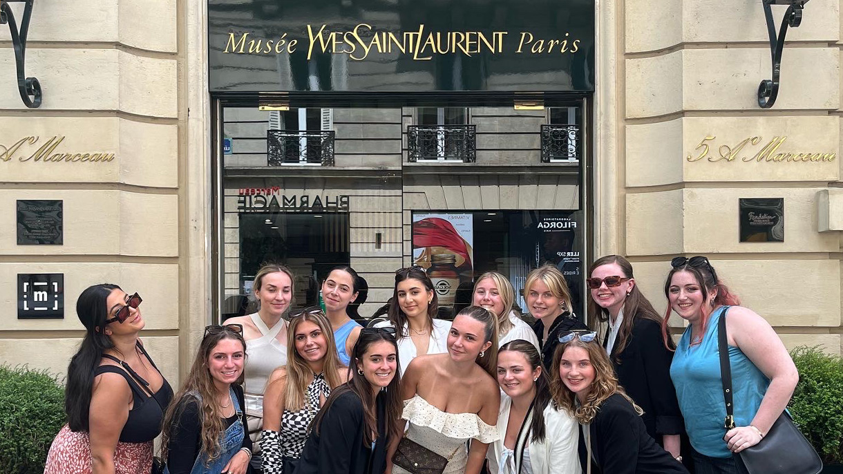 Group photo of SHU students Yves Saint Laurent in Paris