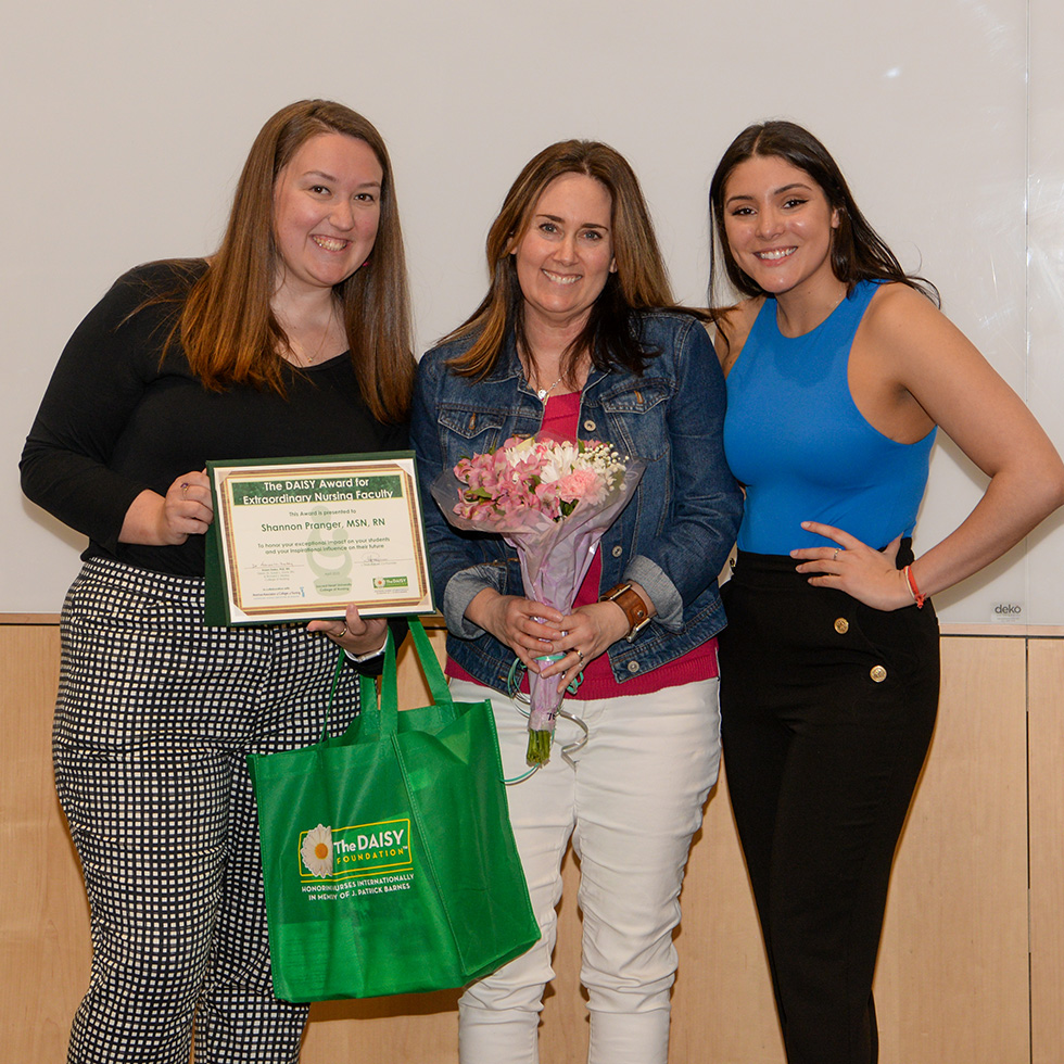 Pictured left to right - Genevieve Nitzsche '22, Professor Shannon Pranger, Marissa Pettinelli '22