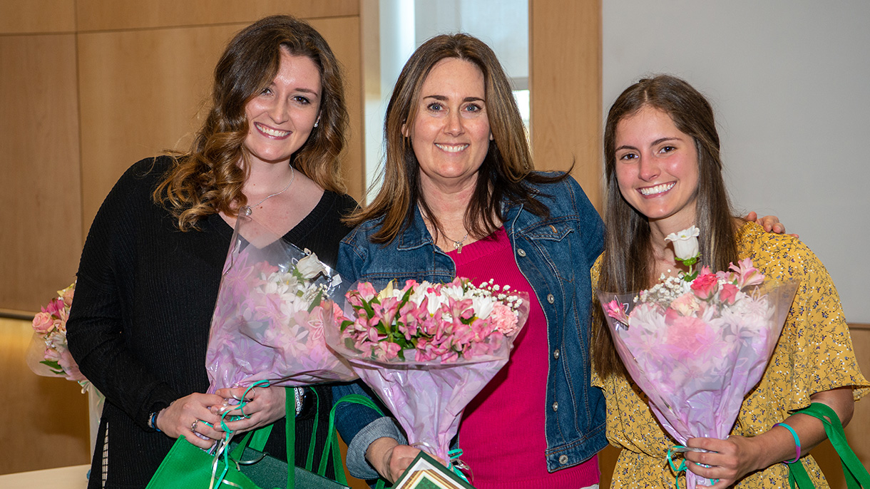 Pictured left to right - Genevieve Nitzsche '22, Professor Shannon Pranger, Marissa Pettinelli '2