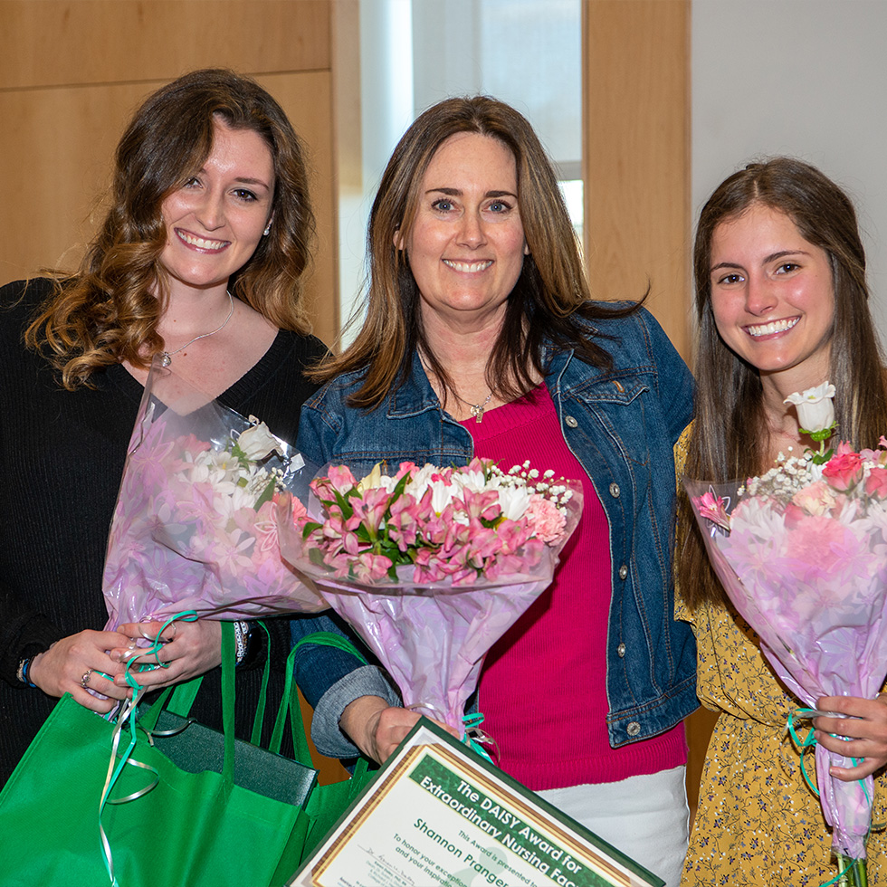 Pictured left to right - Genevieve Nitzsche '22, Professor Shannon Pranger, Marissa Pettinelli '2