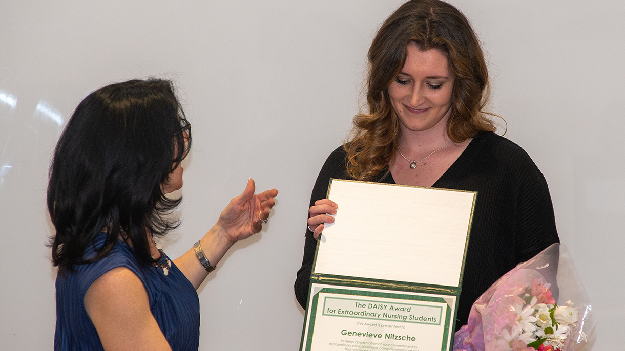 Left to right – Professor Gina Reitmeyer, Genevieve Nitzsche '22