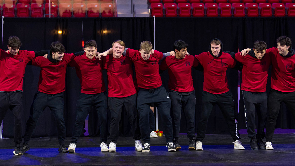 Members of Kappa Sigma performing at Greek sing