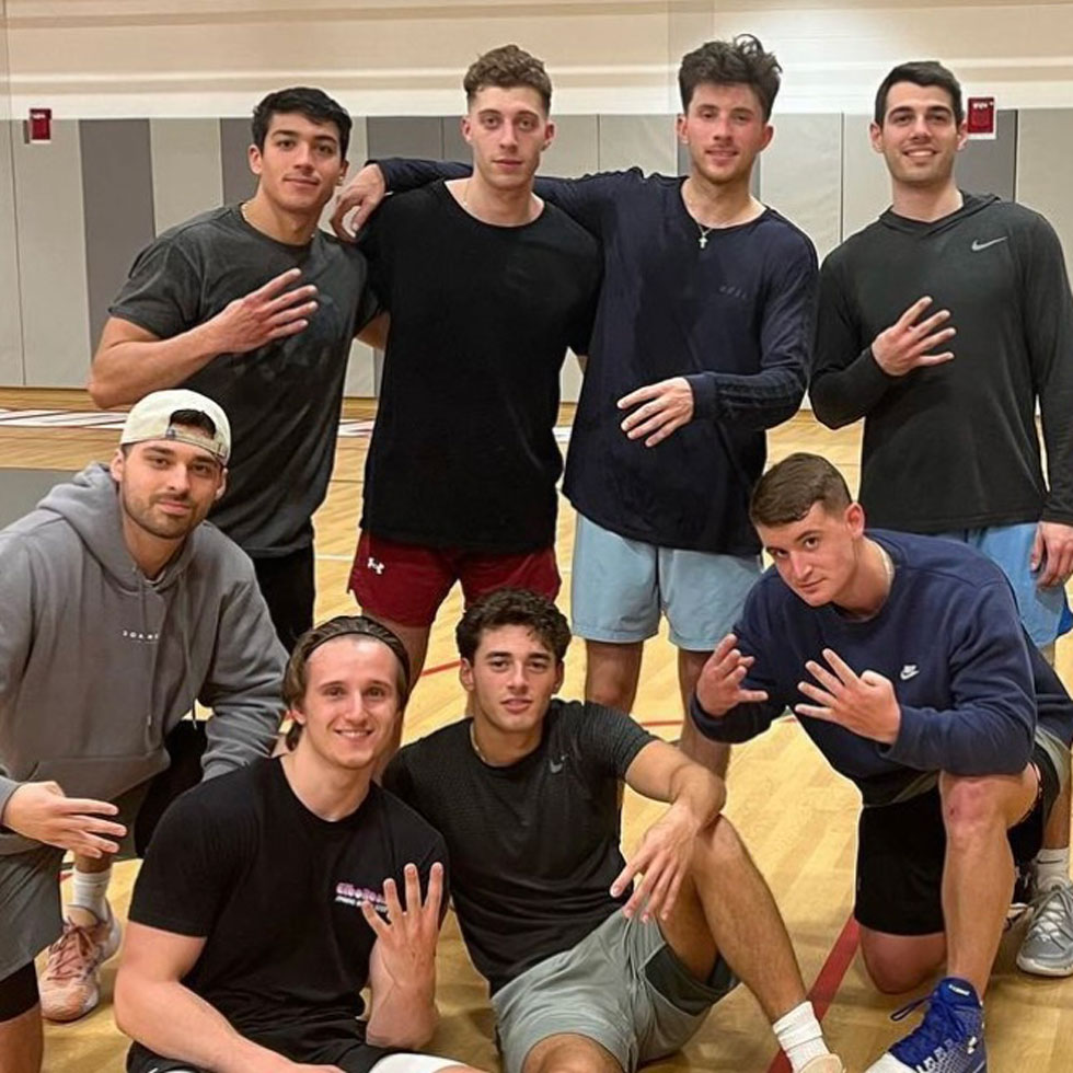 Members of Kappa Sigma on a basketball court