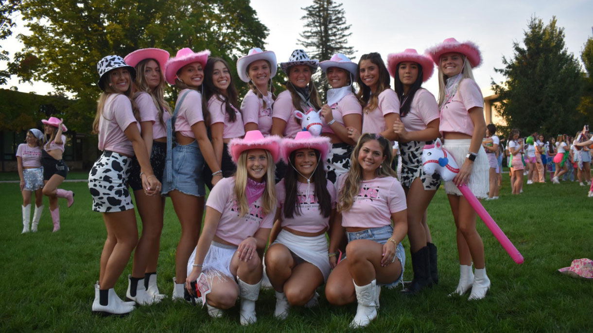 Members of Kappa Delta wearing cowgirl hats on Bid Day