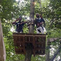 Students ziplining