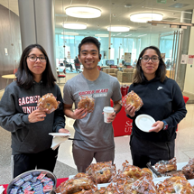 Students with pastries