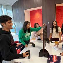Students playing connect 4