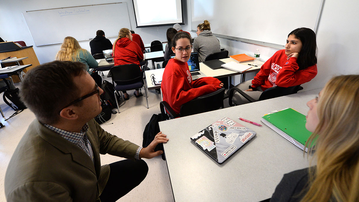 professor talking to students