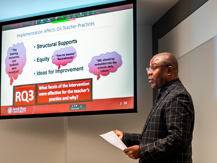 Professor giving presentation