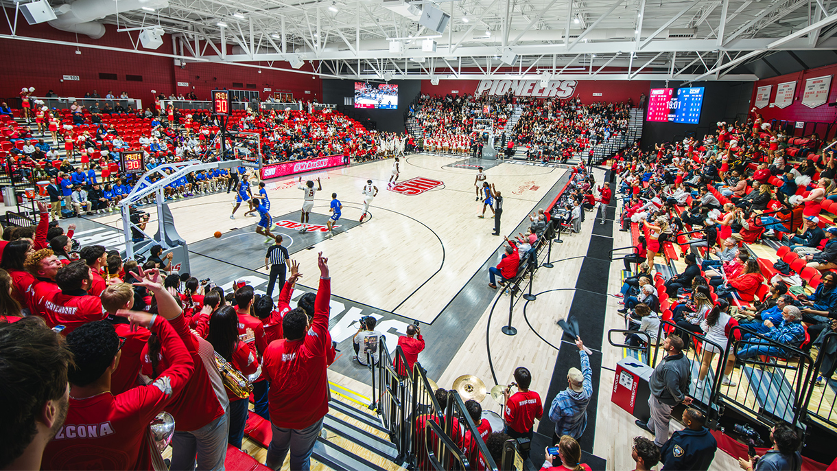 Pitt Center gym at Sacred Heart University during a basketball game