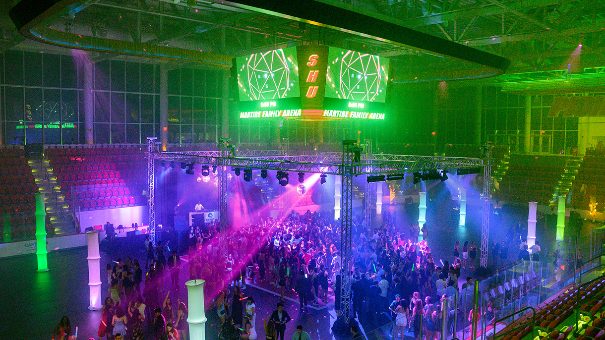 a gala dance in a hockey arena