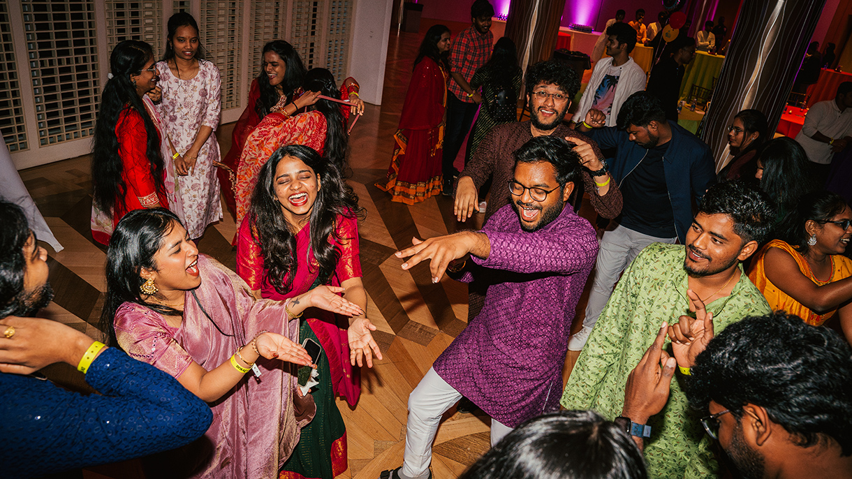 People dancing at a Diwali celebration