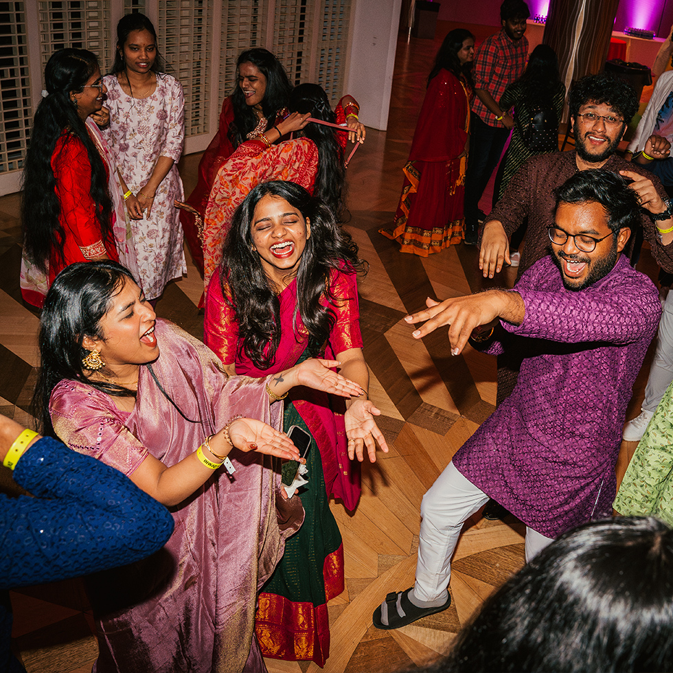 People dancing at a Diwali celebration