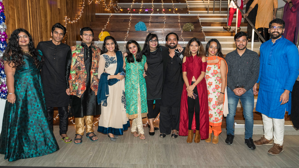 Group of people at a gala event