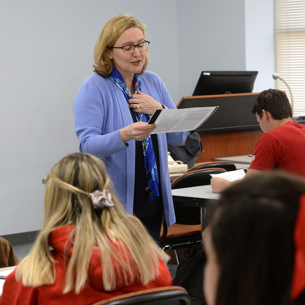 Professor speaking to a class