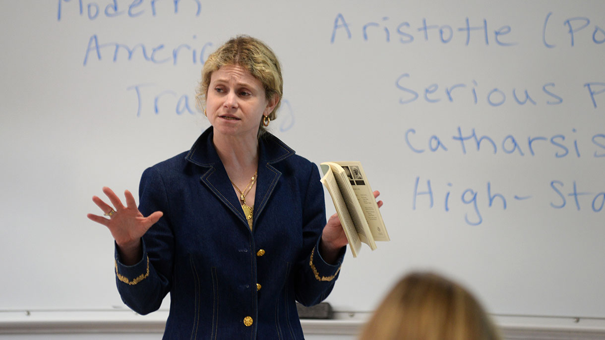 SHU professor teaching a class