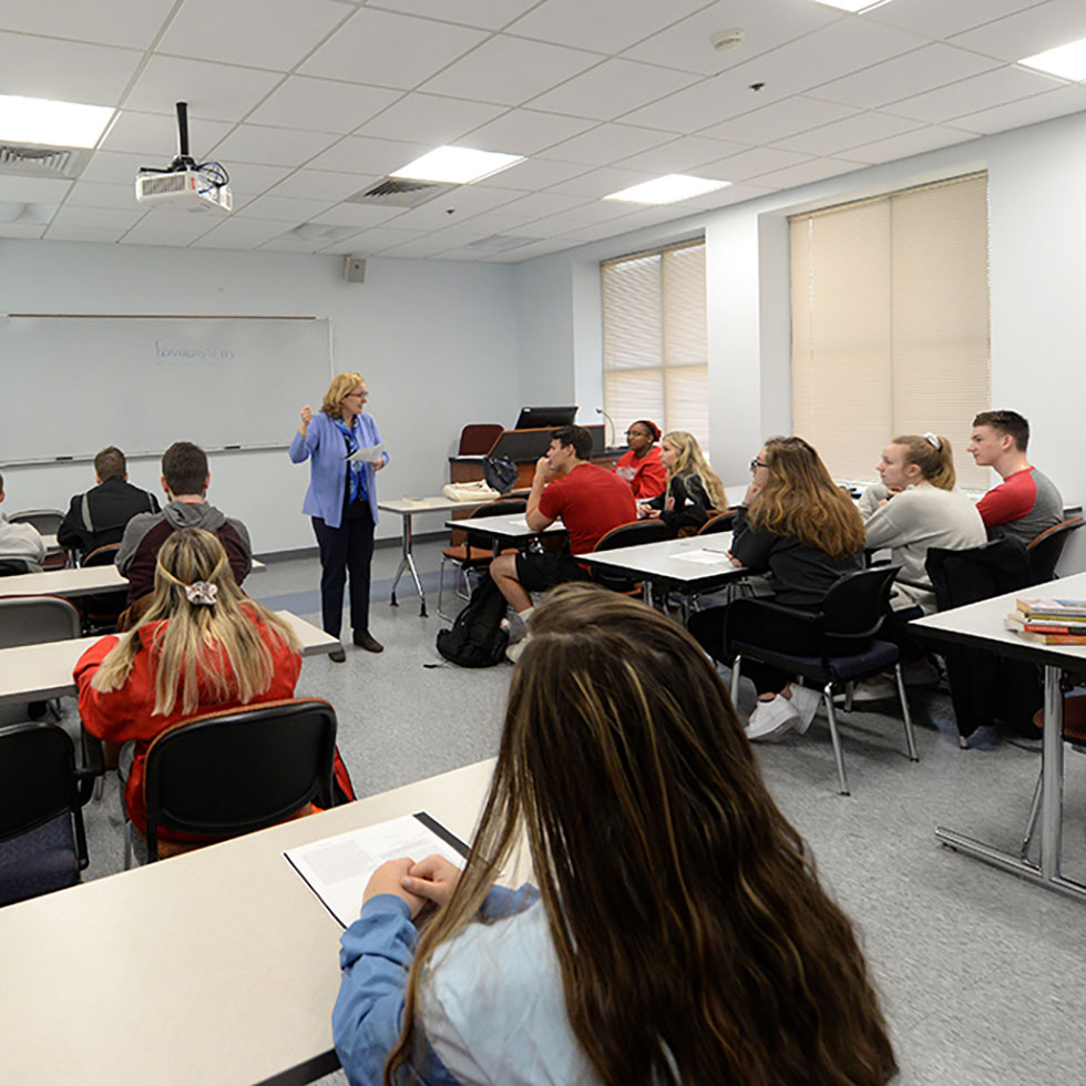 English Professor teaching a class