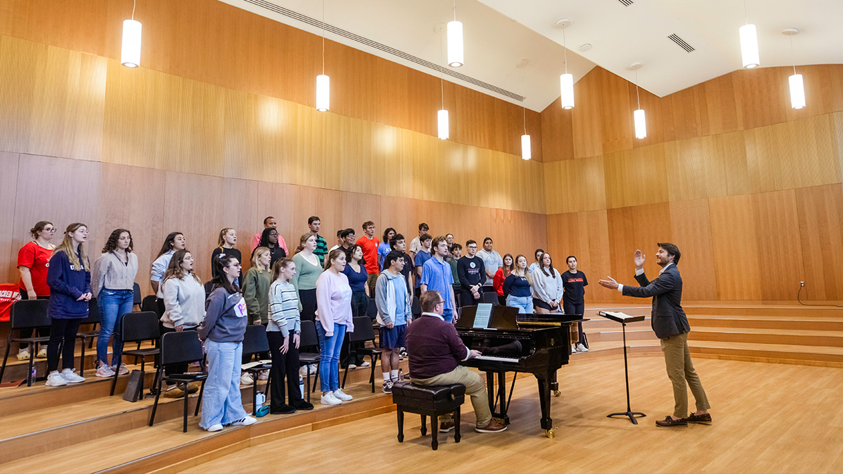 A choir practicing