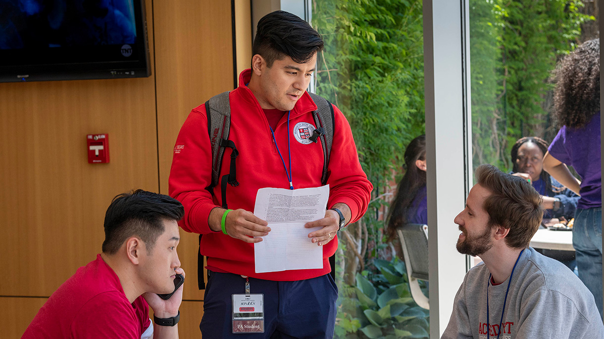 Physician assistants students participate in PA student day for all PA students across Connecticut.