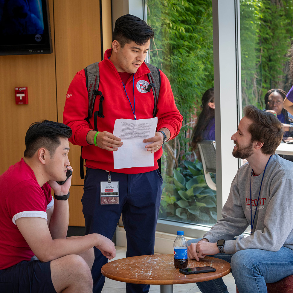 Physician assistants students participate in PA student day for all PA students across Connecticut.