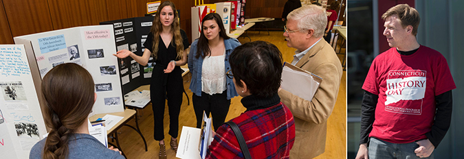 Students presenting their posters for History Day