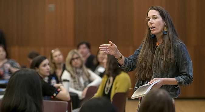 Woman speaking for STEM program