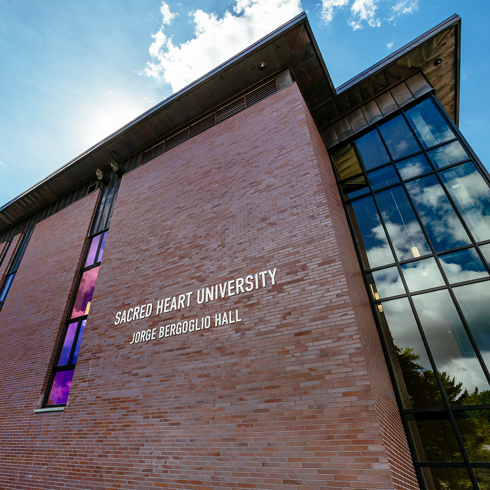 Jorge Bergoglio Hall exterior sign