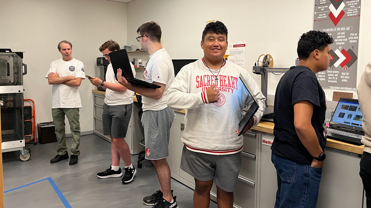 Students using 3D printers