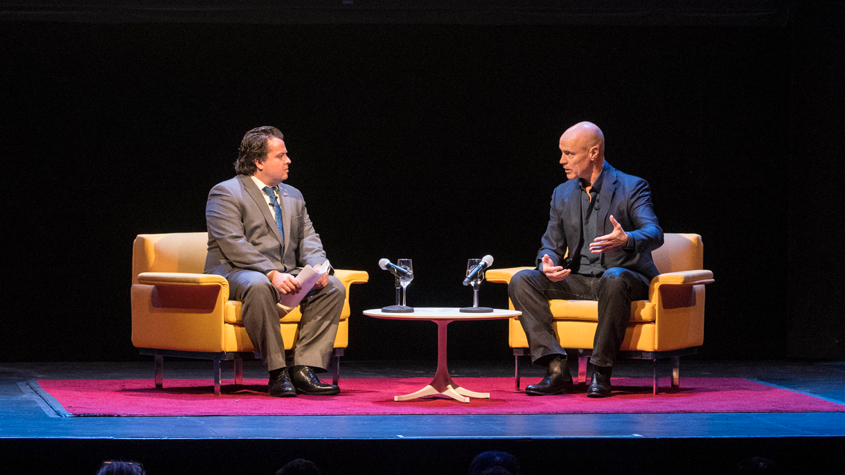 Mark Messier being interviewed on stage