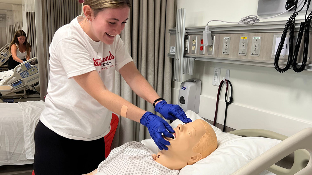 Student with manikin