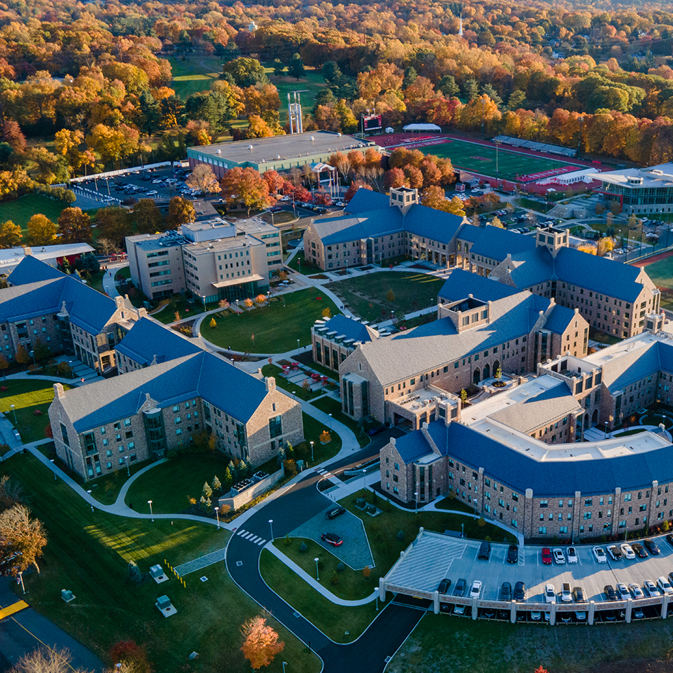 Aerial photo of Pioneer Village at Sacred Heart University
