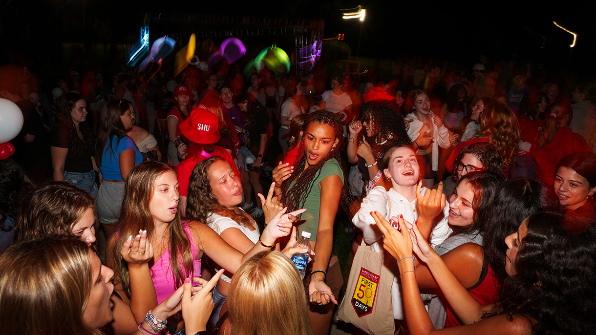 a crowd of people dancing