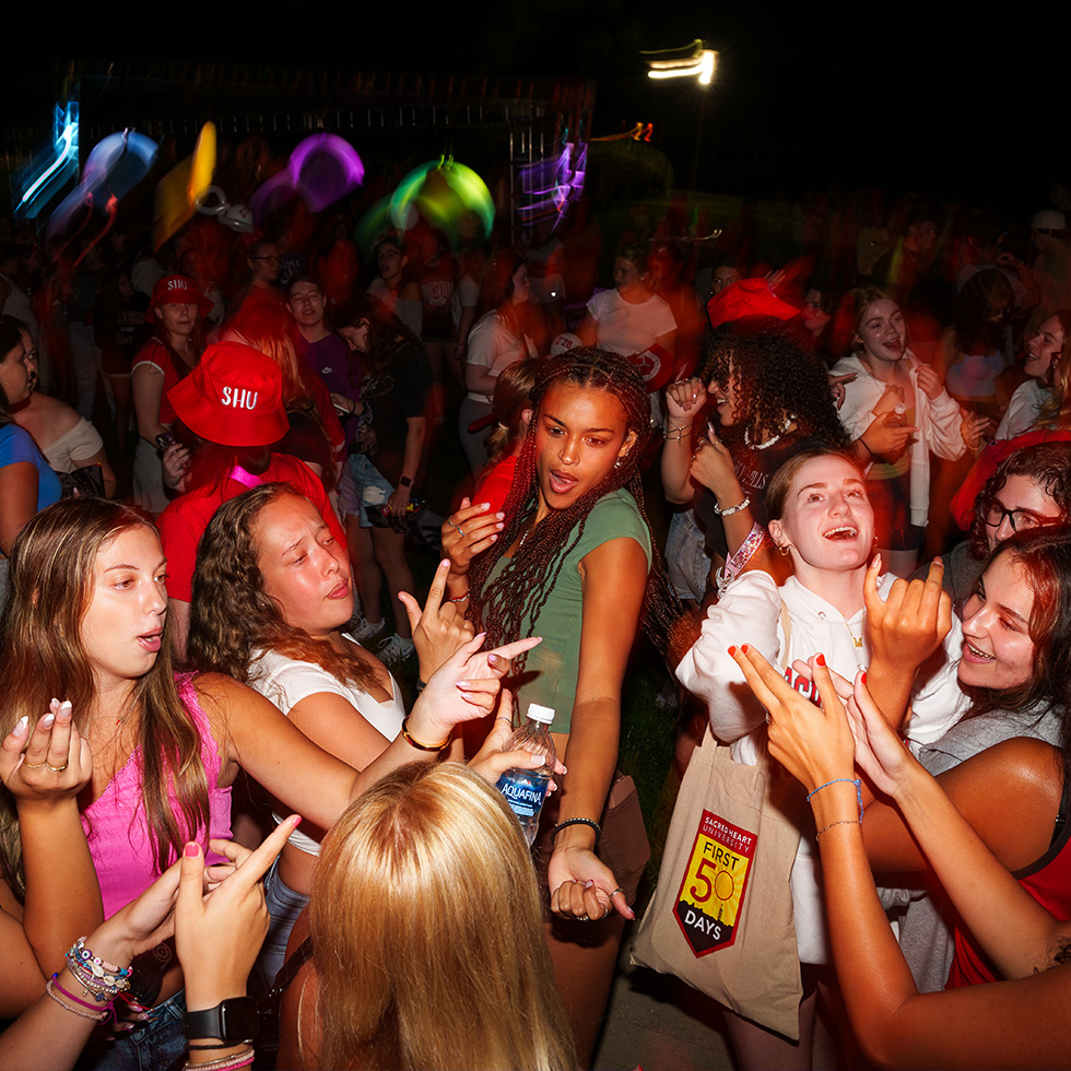 a crowd of people dancing