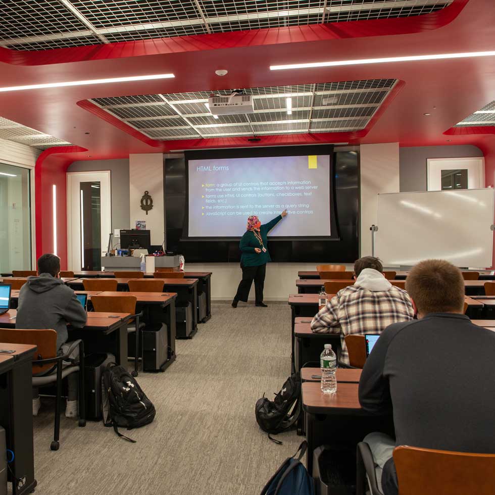 A cybersecurity class is taught in the AI lab