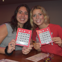 Students in Reds with BINGO cards