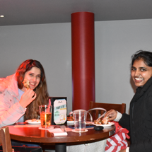 Students eating chicken wings