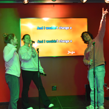 Students doing karaoke