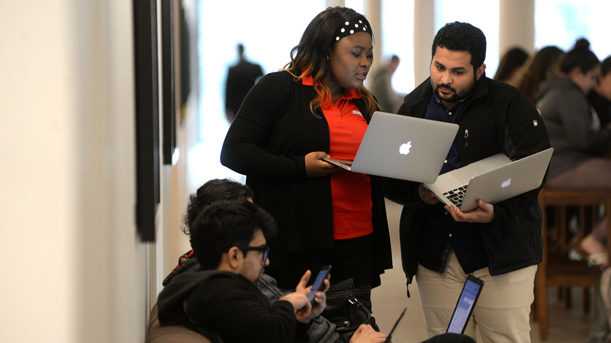 SHU students in the Martire Center