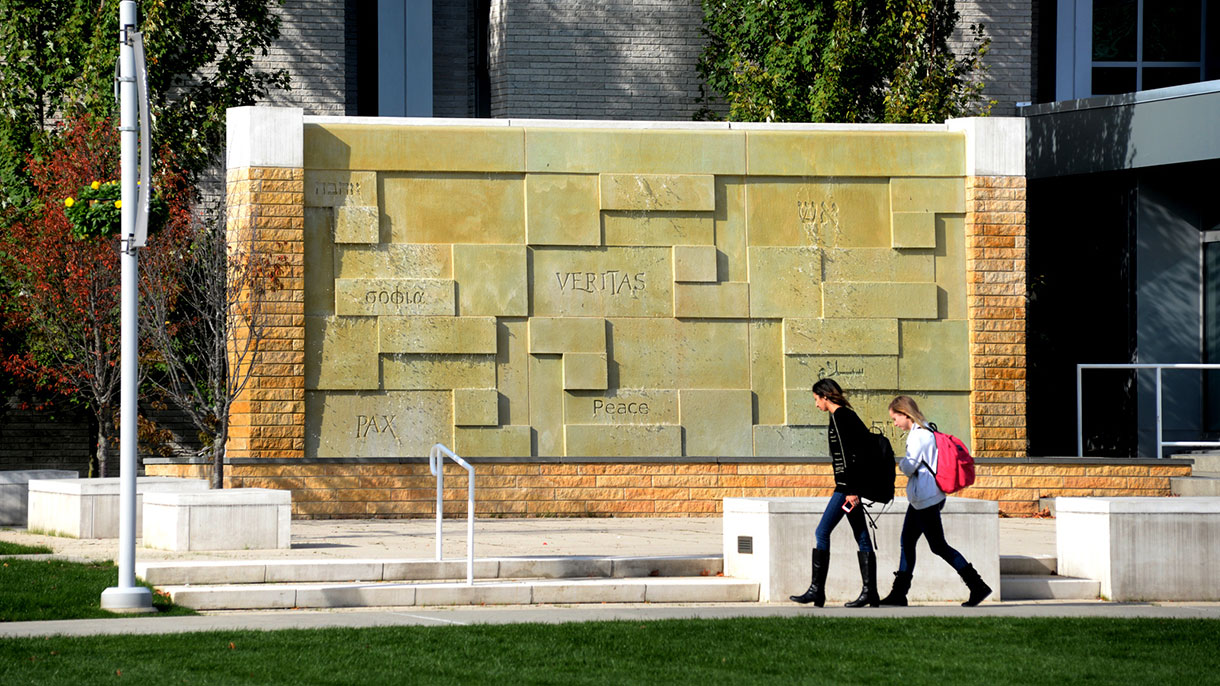 SHU students outside Ryan Matura Library