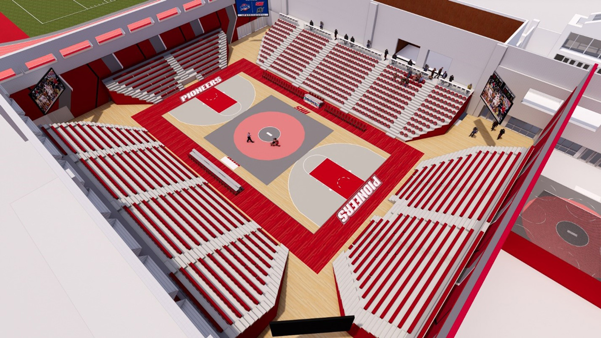 Rendering of Wrestling set up in Pitt Center