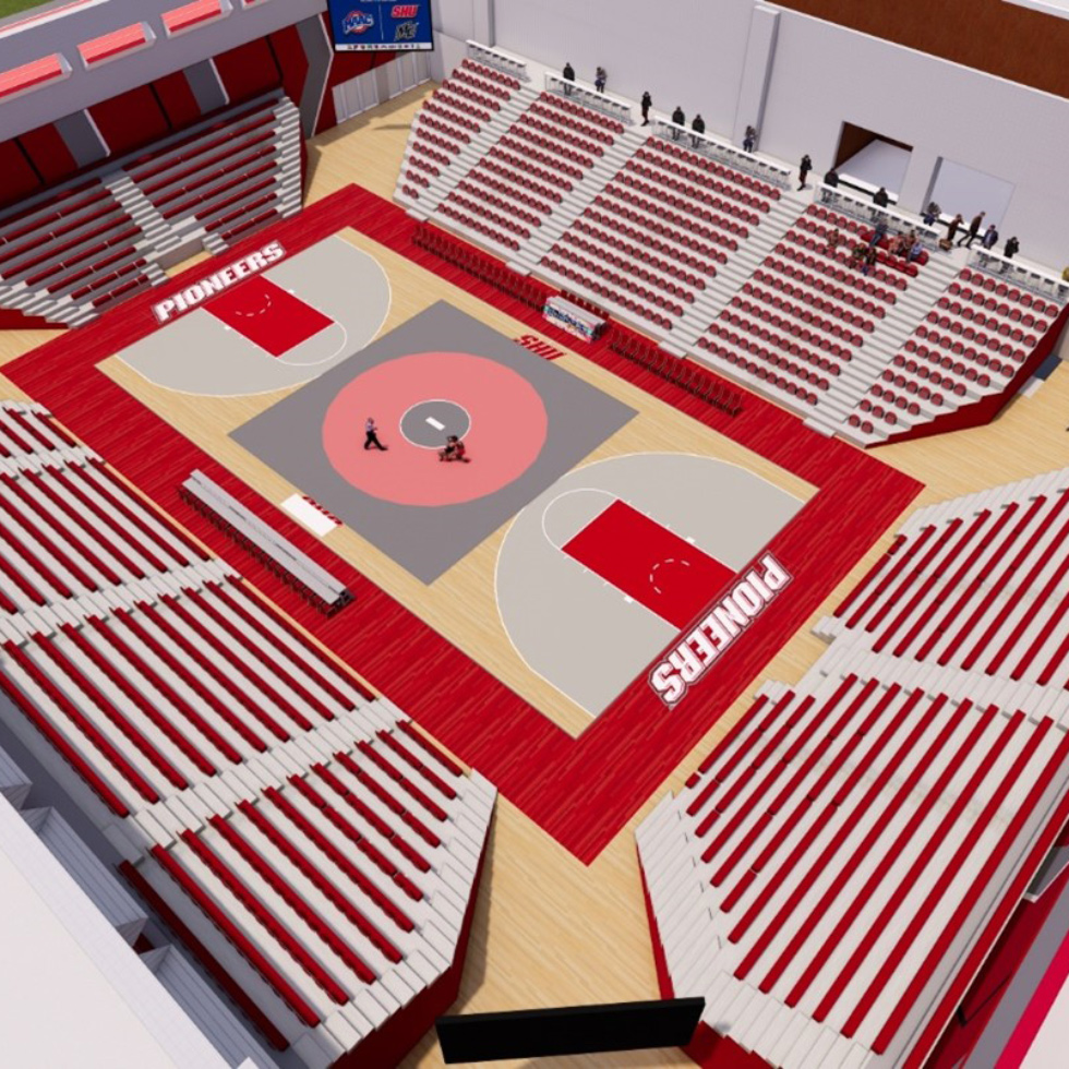 Rendering of Wrestling set up in Pitt Center